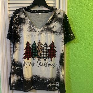 Women’s Black Merry Christmas Graphic Short-Sleeve T-Shirt L